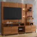 Ver imagem 2 de Estante Home Cross para Tv até 55 Polegadas 4 Portas Prateleiras Luz Led e Rodízio Jequitibá - Lukal