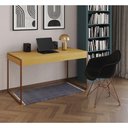 Ver imagem 1 de Escrivaninha Industrial Office Estudo Malta Canela 137X53Cm Com 1 Poltrona Preta Base C Cor: Canela