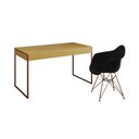 Ver imagem 6 de Escrivaninha Industrial Office Estudo Malta Canela 137X53Cm Com 1 Poltrona Preta Base C Cor: Canela