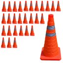 Ver imagem 1 de Cone Retratil Rodovia Kit 30 Uni Guarda Segurança Dobravel Sinalizador Baliza Estrada Estacionamento