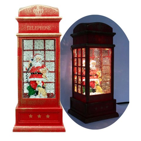 Cabine Telefone Inglês Papai Noel Natal Dog Musical de 26cm
