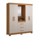 Ver imagem 2 de Guarda-roupa Casal 4 Portas 3 Gavetas com Espelho Essen Freijó Trend/off White Tx - Pnr Móveis