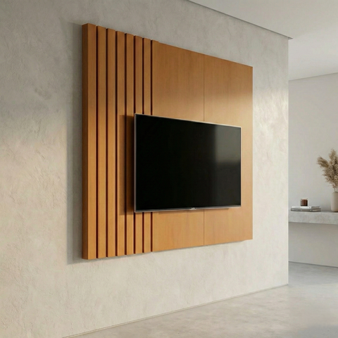 Painel para TV até 58 Polegadas Ripado 100% MDF 136CMX140CM Boto Marrom