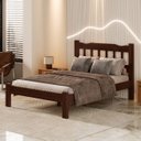 Ver imagem 3 de Cama Casal em Madeira Maciça Perola Reforçada Castanho