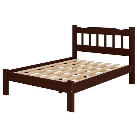 Cama Casal em Madeira Maciça Perola Reforçada Castanho
