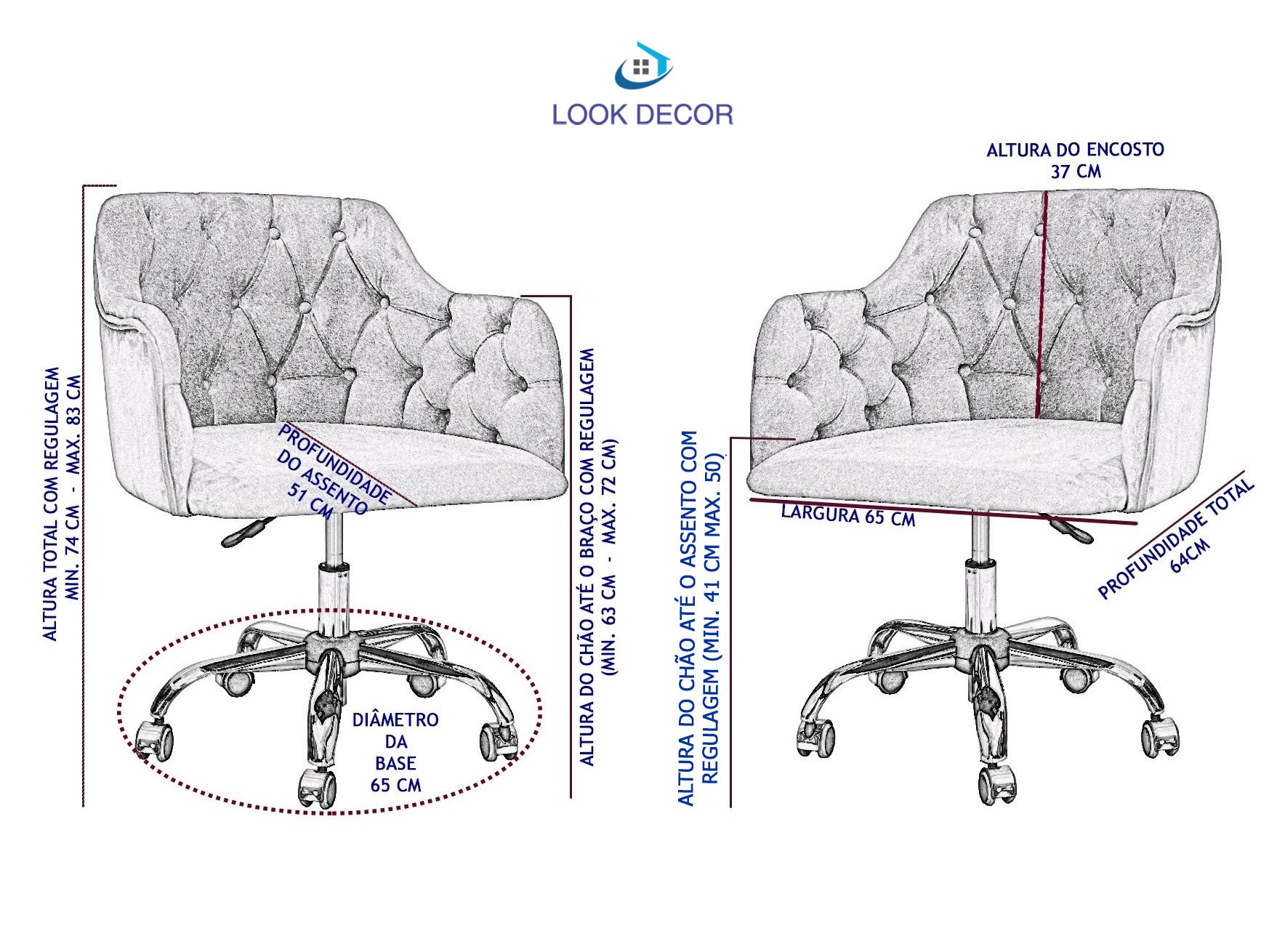 Cadeira Poltrona Ágata Giratória em Veludo Marfim com Rodinhas e Regulagem de Altura - 8