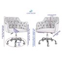 Ver mais imagens de Cadeira Poltrona Ágata Giratória em Veludo Marfim com Rodinhas e Regulagem de Altura