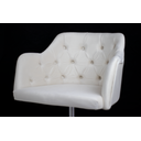 Ver imagem 2 de Cadeira Poltrona Ágata Giratória em Veludo Marfim com Rodinhas e Regulagem de Altura