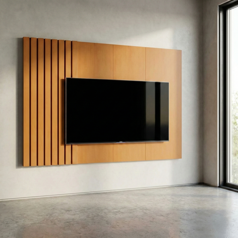 Painel para TV até 70 Polegadas Ripado 100% MDF 136CMX180CM Linha 2025 Marrom