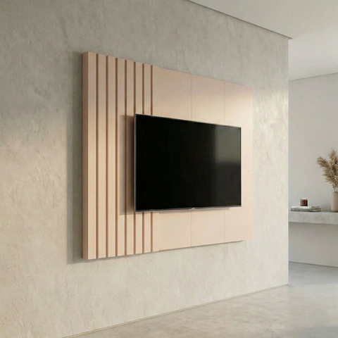 Painel para TV até 70 Polegadas Ripado 100% MDF 136CMX180CM Boto Bege