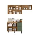 Ver imagem 2 de Lavanderia Modulada com 2 Aéreos e 1 Balcão com Tampo 100% MDF Marrom/Freijó/Jade
