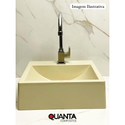 Pia Cuba Sobrepor para Banheiro de Mármore Sintético Preto Roma 41 X 36,5 Quanta Compositos Cuba sob - 6
