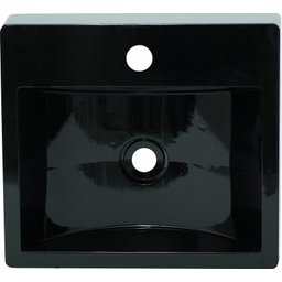 Pia Cuba Sobrepor para Banheiro de Mármore Sintético Preto Roma 41 X 36,5 Quanta Compositos Cuba sob - 1