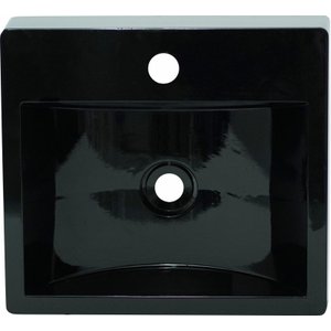 Pia Cuba Sobrepor para Banheiro de Mármore Sintético Preto Roma 41 X 36,5 Quanta Compositos Cuba sob