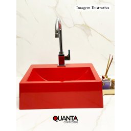 Pia Cuba Sobrepor para Banheiro de Mármore Sintético Preto Roma 41 X 36,5 Quanta Compositos Cuba sob - 5