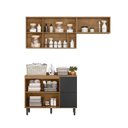 Ver imagem 2 de Lavanderia Modulada com 2 Aéreos e 1 Balcão com Tampo 100% MDF Marrom/Freijó/Nero