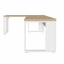 Ver imagem 4 de Mesa em L Escritório Home Industrial MDP 170cm Macadâmia com Branco F5 Office