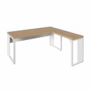 Ver imagem 2 de Mesa em L Escritório Home Industrial MDP 170cm Macadâmia com Branco F5 Office