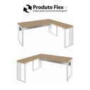 Ver imagem 6 de Mesa em L Escritório Home Industrial MDP 170cm Macadâmia com Branco F5 Office