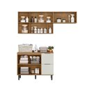 Ver imagem 2 de Lavanderia Modulada com 2 Aéreos e 1 Balcão com Tampo 100% MDF Marrom/Freijó/Off White
