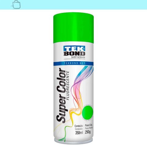 Tinta Spray Super Color Verde Fluorescente 350ml/250gr Tekbond