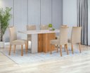 Ver imagem 7 de Conjunto Sala de Jantar Mesa Astrid 170 Tampo Vidro Maxi Off com 6 Cadeiras Téssera - Lopas Amendoa