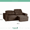 Sofá Retrátil e Reclinável Évora 4 Lugares 2,50m Veludo Luxor Chocolate Espuma D28 - 5