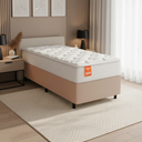 Ver imagem 2 de Cama Box Colchão Solteiro Molas Ensacadas Real 88x188x65cm Branco / Bege Inducol