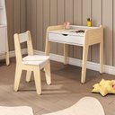 Ver imagem 1 de Conjunto Mesa e Cadeira Infantil Corujinha Casatema MadeiraOriginals Branco/Marrom