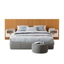 Ver imagem 2 de Cabeceira Ripada Queen com 2 Mesas de Cabeceira Curva Buriti