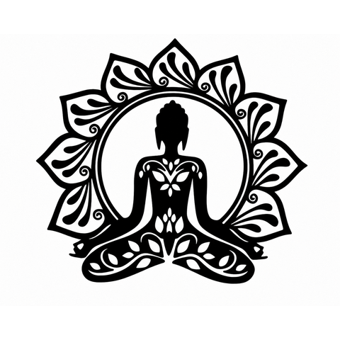 Mandala Meditação Flor de Lótus Decoração de Parede 25cm:Preto
