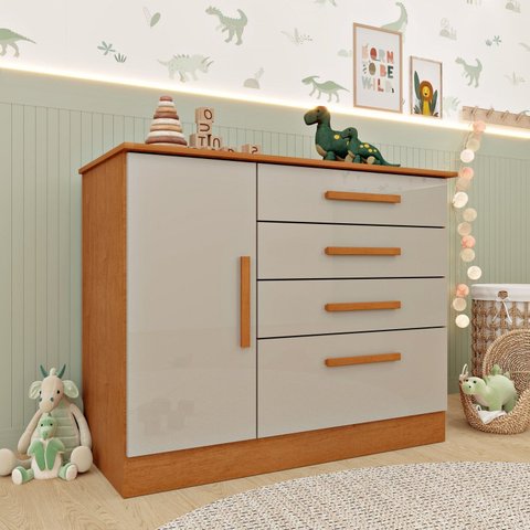 Cômoda Infantil 1 Porta 4 Gavetas 104cm Harmonia Yescasa