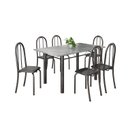 Ver imagem 2 de Conjunto de Mesa Tubular 140cm x 75cm Tampo em Granito Topázio com 6 Cadeiras Iris Prata/Preto