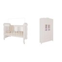 Ver imagem 2 de Conjunto Quarto Infantil 1 Berço Mini Cama Mirelle 1 Guarda-Roupa de Bebê 4 Portas e 2 Gavetas Ariel Branco