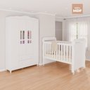 Ver imagem 5 de Conjunto Quarto Infantil 1 Berço Mini Cama Mirelle 1 Guarda-Roupa de Bebê 4 Portas e 2 Gavetas Ariel Branco
