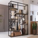 Ver imagem 2 de Estante Alta 6 Prateleiras P1057 122 Cm Oak Preto Pp Milani Store