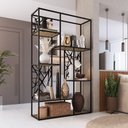 Ver imagem 7 de Estante Alta 6 Prateleiras P1057 122 Cm Oak Preto Pp Milani Store