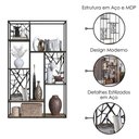 Ver imagem 4 de Estante Alta 6 Prateleiras P1057 122 Cm Oak Preto Pp Milani Store