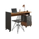 Ver imagem 2 de Mesa Escrivaninha Alessa M1 Lukaliam 2 Gavetas Office Amêndoa / Chumbo