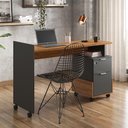 Ver imagem 1 de Mesa Escrivaninha Alessa M1 Lukaliam 2 Gavetas Office Amêndoa / Chumbo