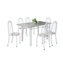 Ver imagem 2 de Conjunto de Mesa Tubular 140cm X 75cm Tampo em Granito Topázio com 6 Cadeiras Iris