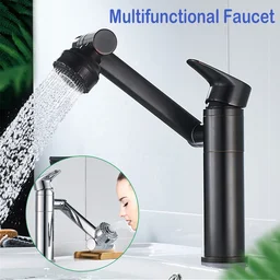 Torneira Banheiro e Lavabo com Monocomando e Misturador Articulável - Preta - 2