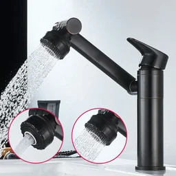 Torneira Banheiro e Lavabo com Monocomando e Misturador Articulável - Preta - 5