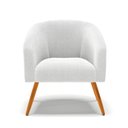 Ver imagem 4 de Kit 2 Poltronas Stella Bouclê Off White Pés Palito Castanho - D'Rossi