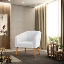 Ver imagem 2 de Kit 2 Poltronas Stella Bouclê Off White Pés Palito Castanho - D'Rossi