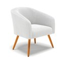 Ver imagem 3 de Kit 2 Poltronas Stella Bouclê Off White Pés Palito Castanho - D'Rossi