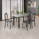 Ver imagem 1 de Conjunto de Mesa Tubular 140cm x 75cm Tampo em Granito Topázio com 6 Cadeiras Iris B Preto