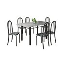 Ver imagem 2 de Conjunto de Mesa Tubular 140cm x 75cm Tampo em Granito Topázio com 6 Cadeiras Iris B Preto