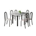 Ver imagem 2 de Conjunto de Mesa Tubular 140cm x 75cm Tampo em Granito Topázio com 6 Cadeiras Iris B Bege/Preto