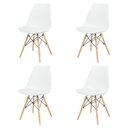 Ver imagem 2 de Kit 4 Cadeiras Saarinen Dsw Estofada Base Madeira Sala Cozinha Jantar La Mobilia